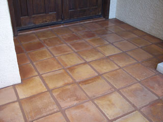 Mexican tile restored from sun fading to its original beauty