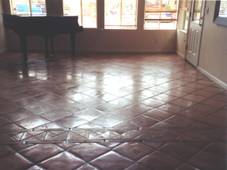 Before cleaning this floor in Tempe Arizona is dull because of layers of dirt