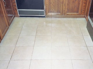 This is tile floor in Chandler Arizona before cleaning services shows grimy, dirty grout