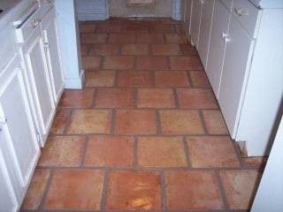 Restored Mexican Saltillo Tile kitchen floor in Scottsdale, Arizona, home