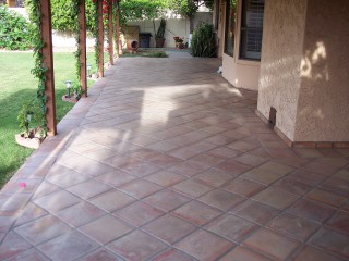 Mexican Tile Patio Floor before professional surface restoration in Mesa, AZ