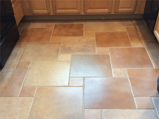 Recent ceramic tiled floor after restoration