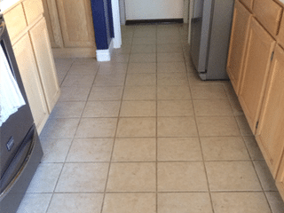 Recent ceramic tiled floor before cleaning
