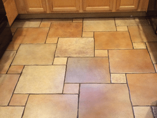 Recent ceramic tiled floor before restoration