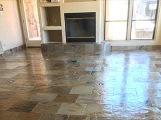 Recent slate tile floor cleaning project in Phoenix, after picture