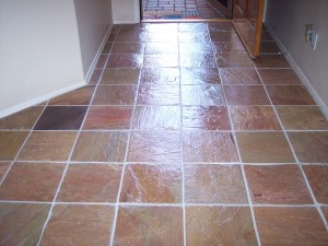 Stone floor after being cleaned, sealed and restored by Desert Tile And Grout Care