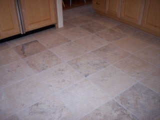 beautiful pristine white grout lines and spotless travertine tile floor after cleaning in AZ