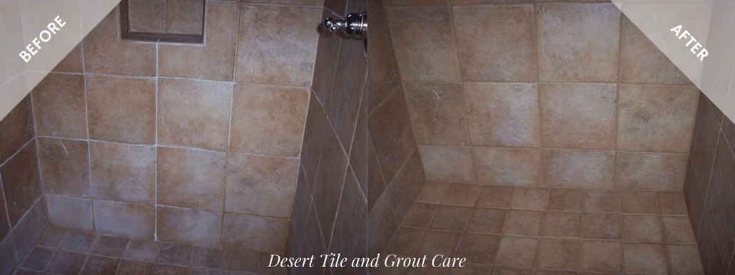 Picture of a recent Gilbert ceramic tile shower cleaned by Desert Tile