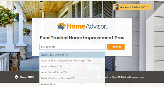 Home Advisor Tile and Grout Cleaning Contractor Search
